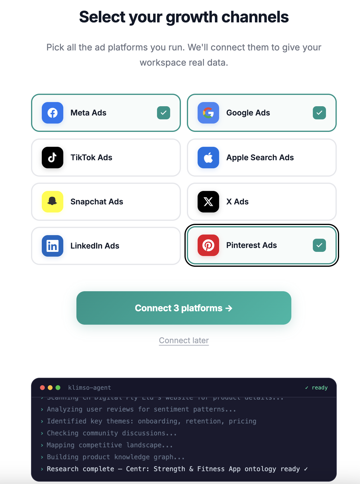 Select your growth channels